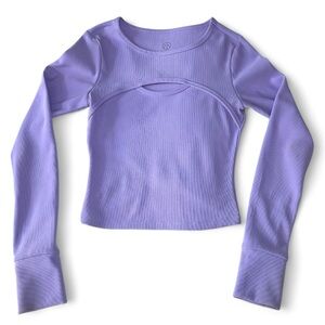 MOVE THEOLOGY LIGHT PURPLE LONG SLEEVE TULIP BACK ACTIVE TOP SMALL